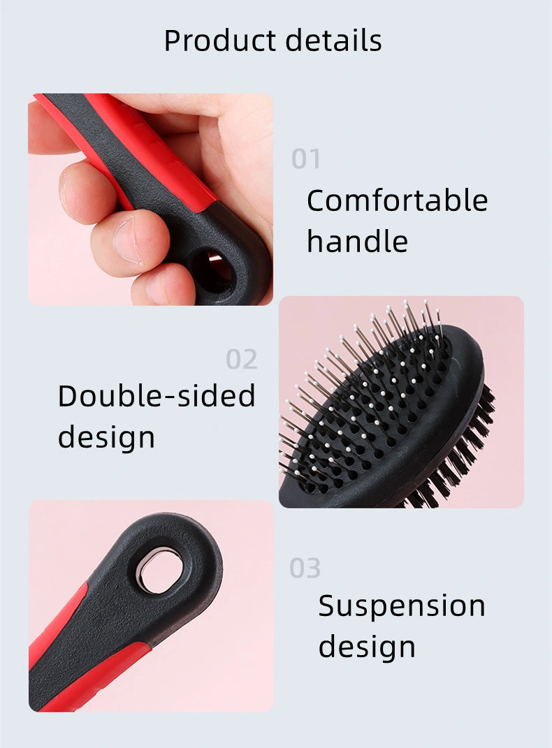 High Quality Durable Stainless Double Sided Clean Grooming Tools Pet Dog Cat Bristle Pin Brush