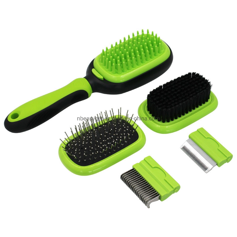 Pet Grooming Kit 5 in 1 Dog Hair Brush Cat Brush Bath/Bristle/Pin Brush Dog Deshedding Tool Dematting Comb for Dog and Cat with Long or Short Hair Esg12732